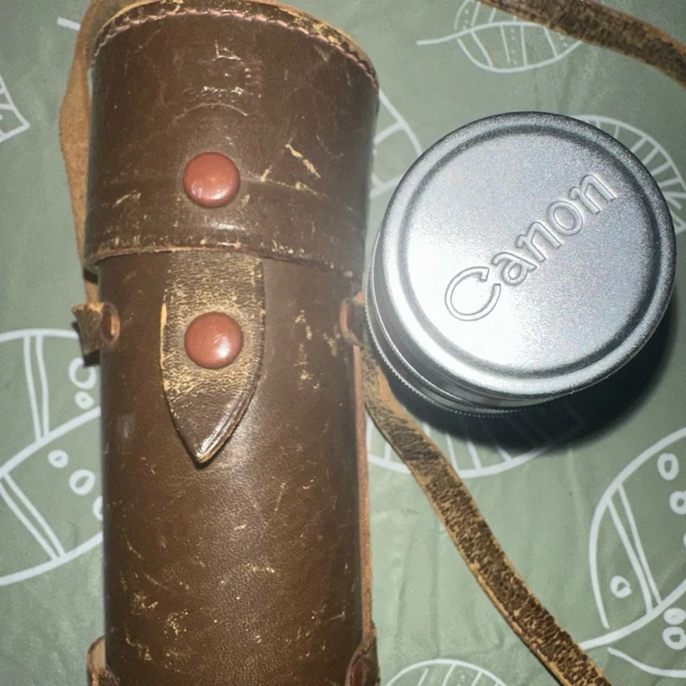 Canon Silver‎ and Brown Camera Lens with Case